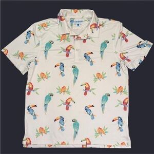 Chubbies White Polo Shirt with Bird Print
